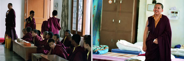 Jetsun Khandro Rinpoche visits the classrooms and dorms at Lava Monastery