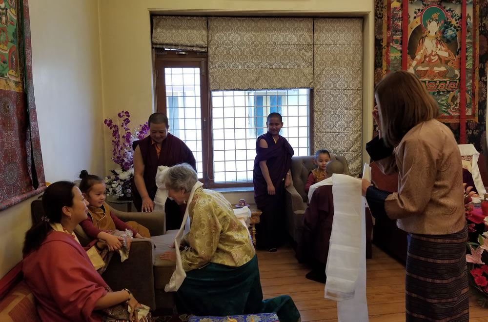 Offering katags to Jets&uuml;n Dechen Paldr&ouml;n, Dungse Rinpoche and Jets&uuml;n Rinpoche on Losar