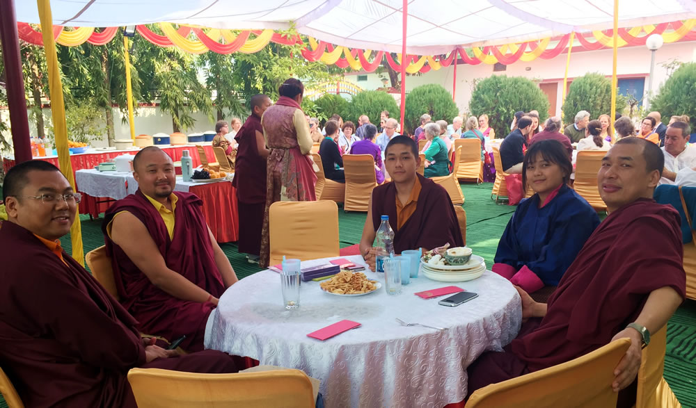 Venerable Namdrol Gyatso, Venerable Sonam Topgyal, Venerable Thinley Gyalsten and friends relaxing on Losar