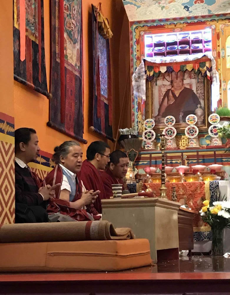 Members of the Tibetan sangha in New York City offer prayers on the 10th anniversary of the parinirvana of Kyabje Mindrolling Trichen