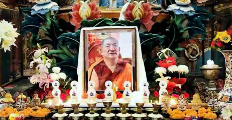 Shrine during prayers for Kyabje Kathog Getse Rinpoche at Mindrolling